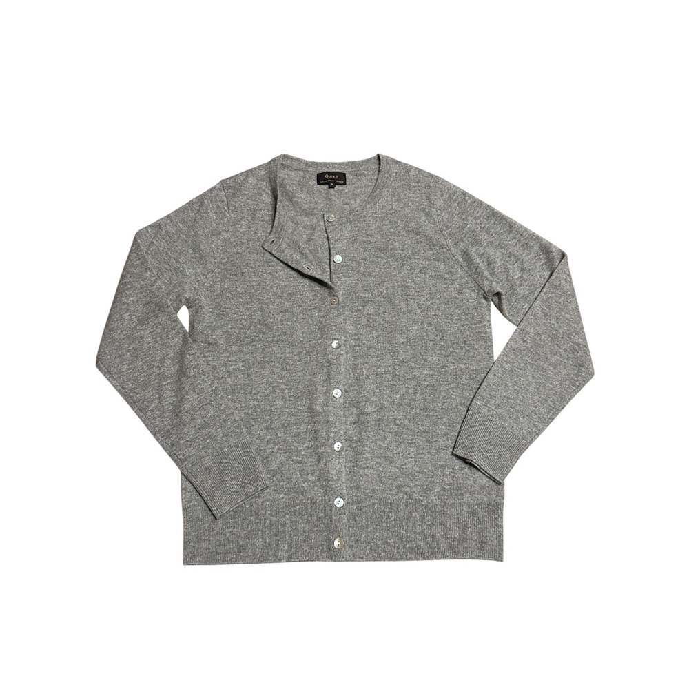 Quince Mongolian Cashmere Cardigan Sweater HEATHER GRAY Size Medium